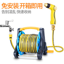 志通洗车水枪套装 家用冲刷汽车高压器灌溉浇花园艺清洁收纳架工具水管软管泡沫喷壶洗车神器 铜头黄色调控枪+卷管架 15米水管套装