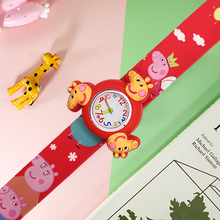 儿童手表玩具拍拍表圈生日礼品园卡通幼儿男女孩六一小猪佩奇 旋转大红