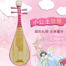 初学儿童 琵琶  乐器入门练习演奏彩绘粉色小琵琶幼儿学生 师傅手工红木轴相红儿童琵琶