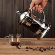 雅风法压壶茶壶不锈钢咖啡壶套装家用法式冲茶器滤压壶手冲玻璃过滤杯 800ML+配4个100ML玻璃杯