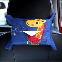 车载纸巾盒抽车用挂式汽车内扶手箱遮阳板卫生抽纸盒卡通可爱创意 松紧带款-贪吃鹿