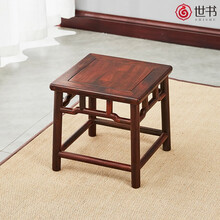 世书红木家具大红酸枝老红木老挝红酸枝（学名：交趾黄檀）回纹凳中式家具收藏方凳中式复古实木换鞋凳子