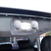 汽车内饰用品车载车用纸巾盒 卫生创意遮阳板挂式天窗卡通抽纸盒 灰色小羊