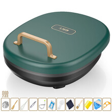 大师傅电饼铛家用全自动双面全自动烙饼锅加深加大烤盘煎烤机煎机蛋糕机电烤盘早餐机不粘不粘 莫兰迪绿+豪华套装
