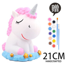 BGTQZ儿童涂色公主玩具彩绘diy手工涂鸦石膏娃娃白胚上色搪胶存钱罐摆地摊 湖蓝色