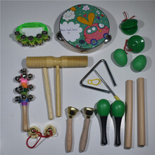 乐器儿童三角铁组合打击套装幼儿园音乐课教材 绿色音乐11件套