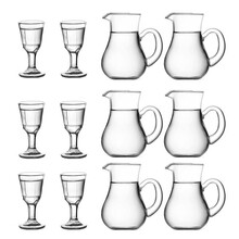 手工之家 白酒杯分酒器套装 一口杯高脚茅台小酒杯分酒壶玻璃烈酒杯6