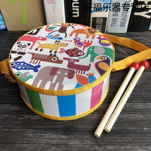 天鸣 Tianming 传统腰鼓军鼓木质双面手敲拍鼓幼儿园学校专用鼓儿童双面打击乐器 柠檬黄 15cm抽象画双面鼓