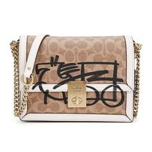蔻驰 COACH 奢侈品 女士中国新锐设计系列 中国区限量专柜款 抽象马车卡其拼白色单肩包 5461 B4NQ5