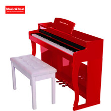 【官方】Music&Beat（音节跳动）88键重锤电钢琴 初学入门家用考级立式纯电钢 电子数码钢琴 【新款】经典立式电钢琴MB-300红色烤漆