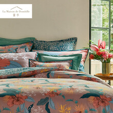 馨亭秋冬被袋复古花卉被套单件1.5米纯棉贡缎单人被罩帕拉德 陶赤色 150cm*225cm