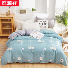恒源祥全棉被套单件被套纯棉简约春秋季网红款被套1.8m米双人床上用品 花漾-蓝 160x210cm