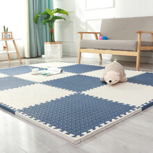 泡沫地垫拼接小朋友儿童家用拼图可坐地板垫加厚婴儿爬行垫爬爬垫抖音网红同款 白色+藏青 30*30*1.2cm(16片)送16个边条