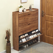 薄鞋柜17cm组装经济型家用门口多简约实木把手玄关柜门厅窄层简易进门现代翻斗式小鞋柜收纳Tnukk 长50厚17高115（3门单层） 组装