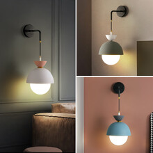 莱琪 卧室床头灯北欧轻奢简约现代壁灯设计师个性创意艺术背景墙灯客厅过道走廊阳台灯 DX9091+下白+E27灯泡 暖光