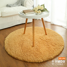迪派特简约地毯圆形北欧纯色客厅卧室茶几电脑椅垫吊篮藤椅防滑垫 卡其色 直径120cm