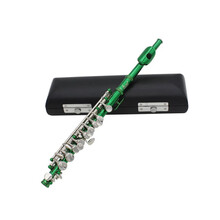 舒弗 多色短笛白铜管体镀银键意大利皮垫C调西洋乐器考级短笛 绿色