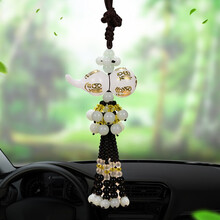 优喆胜汽车后视镜挂件保平安水晶葫芦汽车挂件创意贴金车载平安挂饰汽车装饰用品