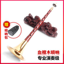 新艺 唢呐乐器全套初学者成人演奏型血檀木唢呐D调 民间喇叭 血檀降E＋6大