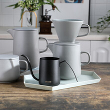 手冲咖啡壶手冲滴漏咖啡器具咖啡壶咖啡过滤杯手冲壶陶瓷家用套装 柏斯浅灰小号套装