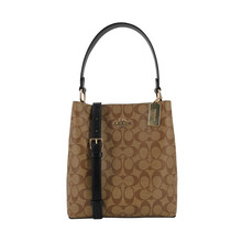 【送女友】蔻驰 COACH 奢侈品 女士中号单肩斜挎水桶包浅棕色PVC 91512 IMCBI