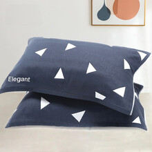 枕巾 纯棉纱布一对2条装 情侣全棉夏季透气枕巾 四季加大加厚家用枕头巾 简易空间深蓝一对 50*75cm