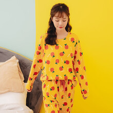 米度丽 月子服春秋孕妇哺乳睡衣产后坐月子喂奶衣春秋季产妇家居服 黄色 M