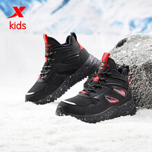 特步(XTEP)童鞋中大童男童运动鞋2020年冬季儿童大棉棉鞋 680415379832 黑红 33