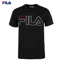 fila斐乐短袖t恤男 时尚潮牌字母镂空棉质休闲打底衫 奢侈品男装 黑色