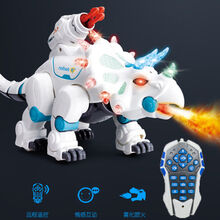 儿童大号喷火电动恐龙玩具会走仿真动物遥控霸王龙机器人男孩 遥控故事射击喷火三角龙(充电版)