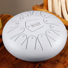 hluru鲁儒空灵鼓12寸13寸15音14寸14音铜制色空鼓钢舌鼓手碟成人初学者专业级打击乐器 12寸13音【钛白色】+木鼓架+曲谱