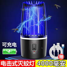 电击式灭蚊灯 家用捕蚊神器充电式LED照明灭蚊器杀驱蚊器室内卧室户外防蚊子诱捕器孕婴儿静音庭院露营灯 4000毫安充电款【充满电可连续使用16个小时】