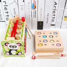 新款 婴儿打地鼠玩具十一个月具幼儿童礼物锻炼女宝宝敲击厹 熊猫敲琴打地鼠+抓虫钓鱼