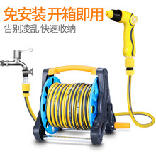 志通洗车水枪套装 家用冲刷汽车高压器灌溉浇花园艺清洁收纳架工具水管软管泡沫喷壶洗车神器 TPR黄色调控枪+卷管架 10米水管套装
