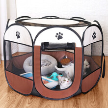 憨憨宠 猫产房猫窝狗窝狗产房生产帐篷封闭式怀孕产箱中小型犬大型犬产房复合布狗围栏产房猫咪怀孕生产用品 咖啡色L号114*114*58cm