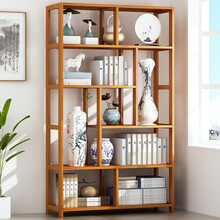 竹艺佳（ZHUYIJIA）书架复古博古架落地多层置物架储物架客厅收纳架实木楠竹置物柜玄关角柜杂物架 加粗回型99款