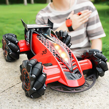 儿童遥控车汽车玩具男孩攀爬漂移特技车四驱赛车手表手势感应越野车儿童4-6-8-10岁生日礼物 喷雾特技车-红