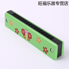 天鸣 Tianming 儿童木质小口琴创意音乐礼物幼儿园小学生初学吹奏乐器16孔口风琴 绿色昆虫