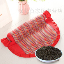 成人脊椎荞麦决明子劲椎枕修复颈椎专用枕芯硬圆护颈枕 红色 经典圆大红决明荞