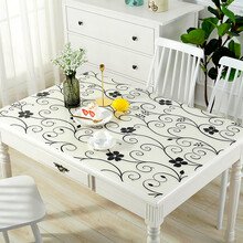 透明水晶板餐桌垫软玻璃pvc茶几桌布耐高温防烫防水防油免洗台布 1.5黑色抽象 80*140