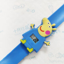 儿童手表玩具拍拍表圈生日礼品园卡通幼儿男女孩六一小猪佩奇 电子屏蓝