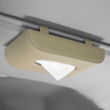 车载纸巾盒挂式遮阳板汽车用品天窗抽纸盒多功能创意座式纸巾盒 米色 奔驰标