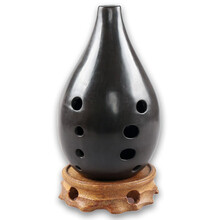 XINXIANGXI 满口埙十孔10孔陶埙古埙土梁吐良埙书法刻字乐器E F G调追乐熏勋 满口埙无字黑陶 左起 G调