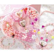 珠子DIY儿童手工串珠材料包冰雪奇缘穿项链公主玩具爱莎女孩饰品 高亮爱心盒气泡粉色冰雪