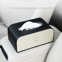 汽车纸巾盒车载车内用抽纸盒套座式创意仪表台扶手箱餐巾纸抽盒皮质本田日产WEY领克宝骏荣威名爵哈弗海马 本田标米黑色纸巾盒