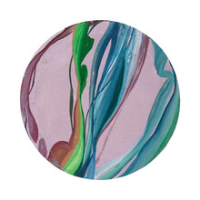 墨斗鱼艺术程桥木原创木板油画抽象组画圆形画定制画框小清新手工装裱原作孤品艺术品收藏40*40cm 蔓延一