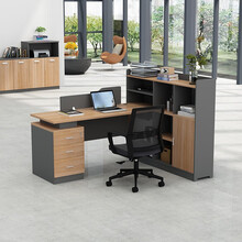 兰冉 办公桌椅组合财务办公家具现代中式简约职员工位屏风隔断卡位电脑桌工位台 L型单人位【含高柜不含椅】