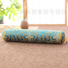 修复颈椎专用决明子颈椎枕头荞麦皮圆柱护颈枕成人荞麦壳枕芯 墨绿贡缎中药圆柱