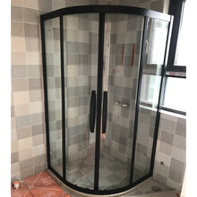 定制淋浴房304不锈钢升哑黑弧形扇形哑黑一字型圆弧形浴室隔断 石基 不含蒸汽
