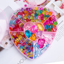 儿童串珠手工diy制作材料宝石玩具手链项链女孩穿珠礼物益穿珠子 草莓盒亚克力宝石套装 加材料包